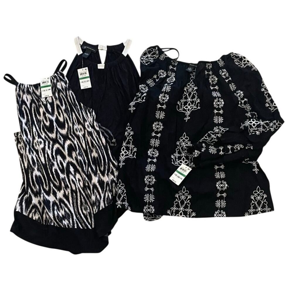 Womens Black Tops Size Large 2 Sleeveless and 1 Long sleeve Casual Office Classy